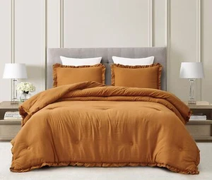 Chezmoi Collection Nora Spice Orange Comforter Set Full Size 3-Piece Fluffy S... - Picture 1 of 8