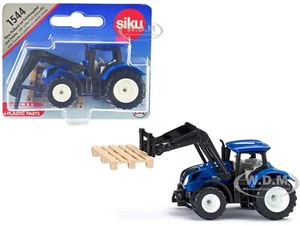 NEW HOLLAND T7.315 TRACTOR W/PALLET FORK & PALLET BLUE DIECAST BY SIKU 1544 - Picture 1 of 1