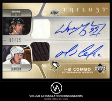 2006-07 Upper Deck Trilogy Combo AUTO Jerseys Wayne Gretzky Mario Lemieux /15