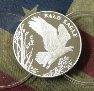 2003 National Wildlife Bald Eagle Silver Medal Medallion Coin in cap - BINo - Picture 1 of 2