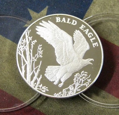 2003 National Wildlife Bald Eagle Silver Medal Medallion Coin in cap - BINo - Image 1 of 2
