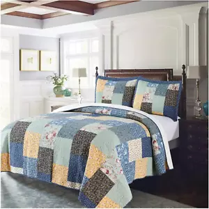 Authentic 100% Cotton Easy-Clean Contemporary Multi-Print Quilt, Embroidery Squa - Picture 1 of 9