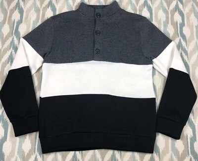 H2H Mens Long Sleeve Pullover 1/4 Button Front Shirt Sweatshirt Size XL Striped - Image 1 of 4