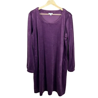 Vestido recto elástico manga larga terciopelo púrpura J Jill para mujer Foto 1 de 4
