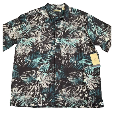 Camisa Havanera Para Hombre 2XL Zafiro Oscuro Hawaiano Tropical Abotonada Nueva Con Etiquetas Foto 1 de 4