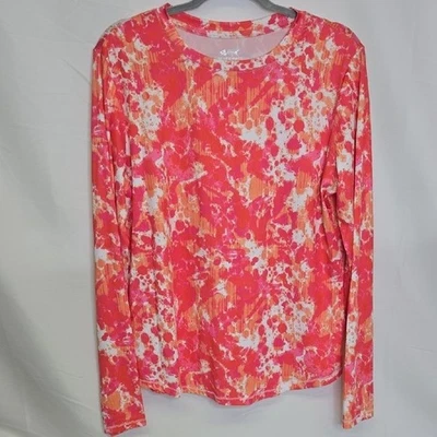 Серебряная приманка длинным рукавом рубашка для рыбалки, розовый/оранжевый/белый, женский размер большой - Изображение 1 из 4