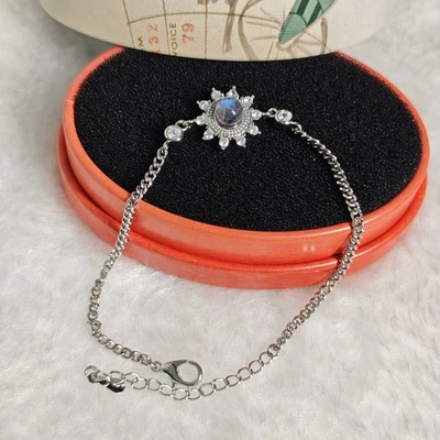 Echter Natur Mondstein blau schimmer Edelstein sonnenblum Armkette Armband Damen - Bild 1 von 4