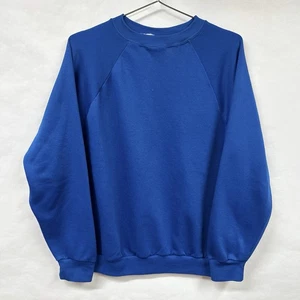 Vintage Blue Raglan Crewneck Sweatshirt Polyester Knit S/M - Picture 1 of 9