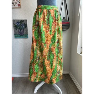 Vintage Maxirock - Medium - grün orange abstraktes Muster - einige Gebrauchsspuren - House of Barnell - Bild 1 von 5