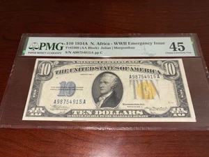 🔥1934A $10 North Africa Note, PMG XF45, FR-2309 AA Block, FREE SHIPPING! - Picture 1 of 2
