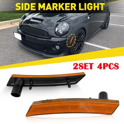 4PC Front Side Marker Lights Cover For 07-16 MINI R55 R56 R57 R58 R59 R60 R61 ER - Image 1 of 4