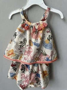 Tommy Bahama Girl's Toddler Size 18M Ocean Life Print Sleeveless Shorts Romper - Picture 1 of 14