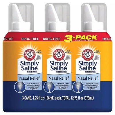 3 Pack  Simply Saline Adult Nasal Mist Original Giant Size 4.25 Oz Each - Image 1 of 3