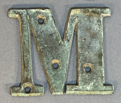 Vintage Letter M Building Sign Bronze Brass Alphabet Architectural - Image 1 of 4