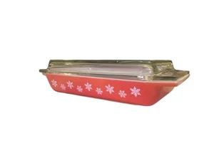Vintage Pyrex Coral Gaiety Snowflake Spacesaver Casserole Dish + Lid 2161 - Foto 1 di 22
