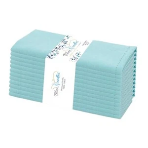Hemstitch Linen Napkins - 100% Cotton Set of 12 Cloth Dinner 12 Pack Aqua Blue - Picture 1 of 7
