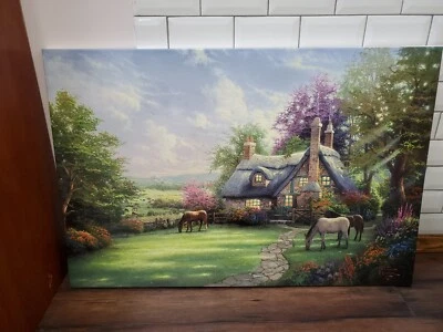 🎄THOMAS KINKADE, un día de verano perfecto - lona limitada 36x24 Foto 1 de 4