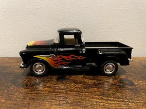 Kinsmart 1955 Chevrolet Stepside Pickup w/ Flames 1:32 Diecast Toy Truck Black - Picture 1 of 4