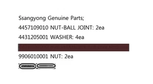 Genuine Ball joint Nut,Washer,Nut(8p) on FRT SUS for ACTYON/SPORTS,KYRON,REXTON - Picture 1 of 1
