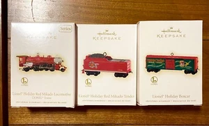 Hallmark Andenken Lionel Züge Urlaub rot Mikado 3er Set. - Bild 1 von 4