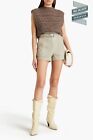 RRP€732 IRO Leather Paperbag Shorts FR36 US4 UK8 S High Waist Perforated Belted