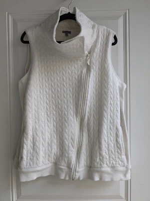 Colete acolchoado T By Talbots zíper completo colarinho assimétrico branco creme, tamanho 2X - Imagem 1 de 4