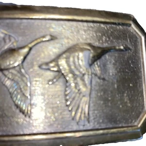 Belt Buckle Mallard Ducks Brass Men's Hunting Vtg 1970’s - Picture 1 of 3