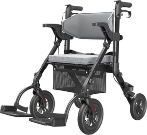 2-in-1 Rollator Walker & Transport Chair - Lightweight, All-Terrain for Seniors - Picture 1 of 11