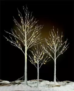 Birch Tree Christmas Decorations Warm White LED Lights 4ft 6ft 8ft Xmas Outdoor - Picture 1 of 16