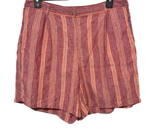 J. Jill Women's Shorts 100% Linen Size 18 Plus Striped High Rise Bermuda Coastal - Picture 1 of 4