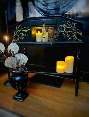 Vintage Hand Painted Sewing Cabinet, Gothic Home Decor, Glam Furniture - Image 1 of 4