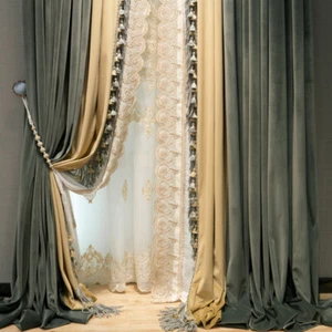 American Dark green luxury velvet thick cloth blackout curtain tulle drape C1408 - Picture 1 of 12