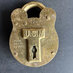 Vintage U. S. NAVY Solid Brass Lock Jas. Morgan And Sons Boston No Key - Picture 1 of 5