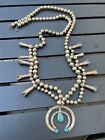 Very Pretty Vintage Navajo Bell Sterling Squash Blossom Necklace, From Estate.