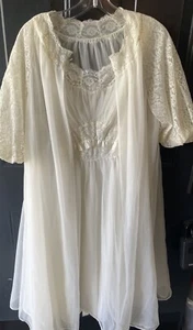 Vintage 50er Jahre Vanity Fair Peignoir 2 teiliges Dessous Set Trikot Nylon 32 - Bild 1 von 15