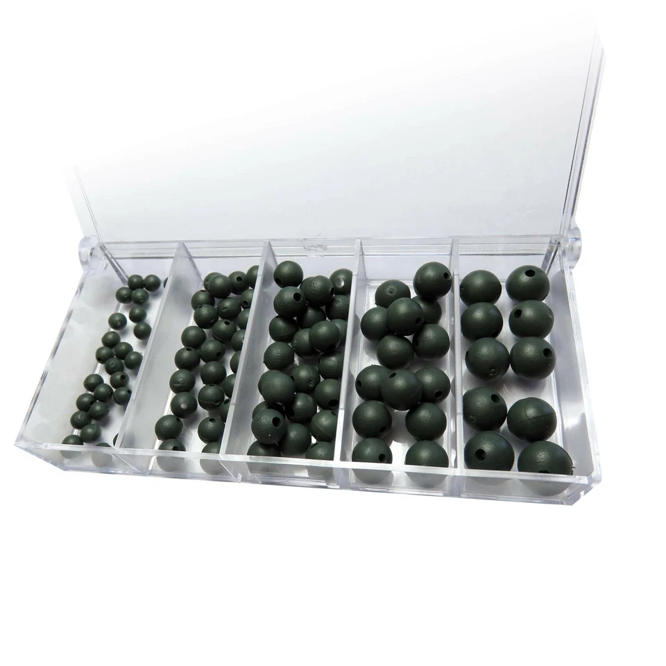 Behr Sortiment Angeln - Gummiperlen Angelset 5 Größen 100 Stück + Box - Bild 1 von 1