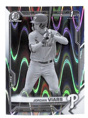 Jordan Viars 2021 Bowman Chrome #BDC-132 Wave Refractor Phillies 77990 - Image 1 of 2