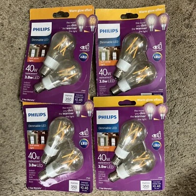 Philips 40-Watt Equivalent Soft White A15 Dimmable Intermediate (4PK) - Image 1 of 3