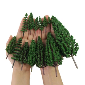 52pcs Model Pine Trees Green Plastic For Christmas Village O HO TT N Scale - Picture 1 of 6