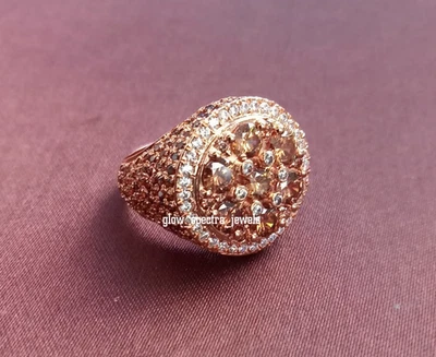 4 CT Round Brown & Simulated Diamond Men's Engagement Ring 14K Rose Gold Plated - Image 1 of 4