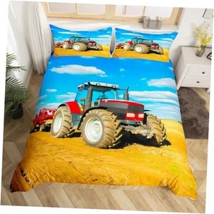 Boys Tractor Printed Bedding Set Men Construction Cars Pattern Queen Multi 33 - Picture 1 of 6