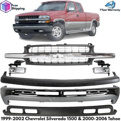Front Bumper Chrome Kit For 1999-2002 Chevrolet Silverado 1500 & 2000-2006 Tahoe Foto 1 de 4