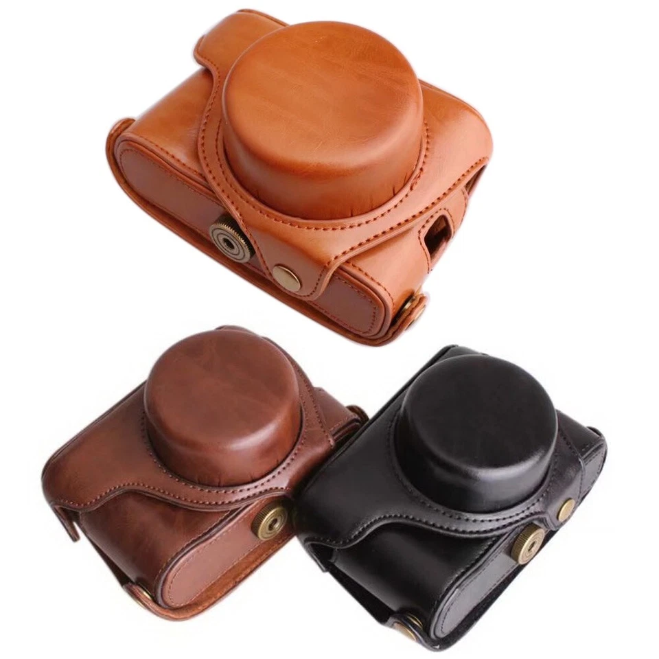 Estuche de cuero para cámara bolsa correa de agarre para FUJIFILM FUJI X100F Foto 1 de 2