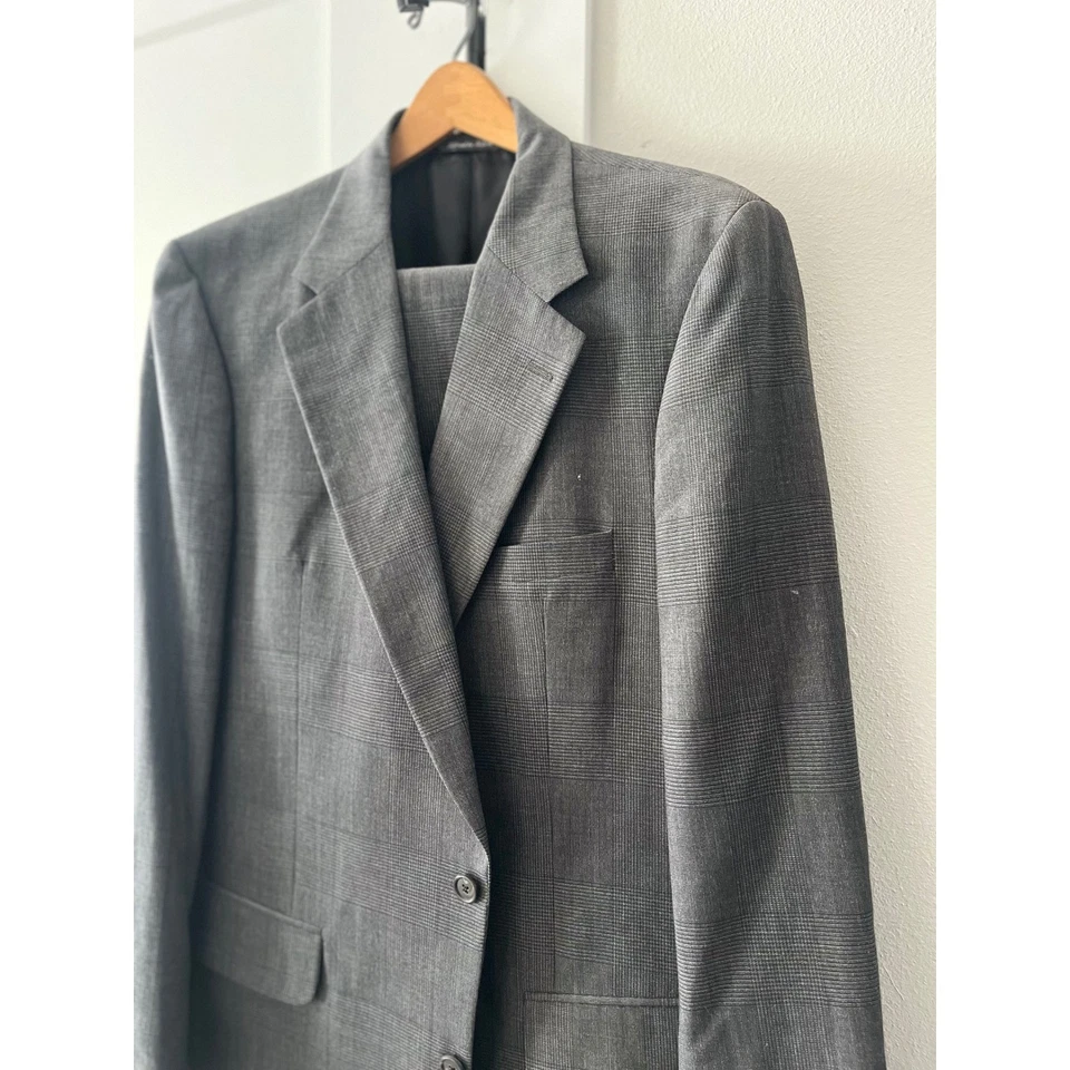 Kingsridge мужской уголь клетку шерсти смесь костюм куртка брюки комплект размер 42R - Изображение 1 из 4