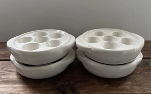 Französischer Stil Weiß Porzellan 6 Loch Escargot Servierschalen 4er Set - Bild 1 von 5