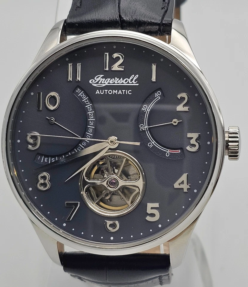 Ingersoll Hawley Stainless / Black Leather Automatic Retrograde Date, Power Rsv. - Image 1 of 4