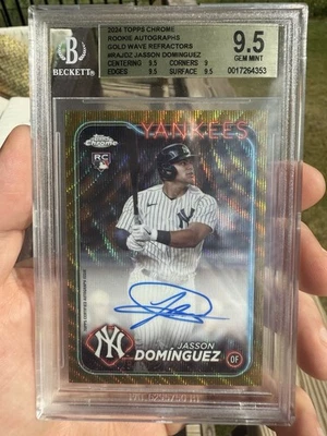 2024 Topps Chrome - Rookie Autographs Jasson Dominguez #RA-JDZ Gold Wave /50 - Image 1 of 3