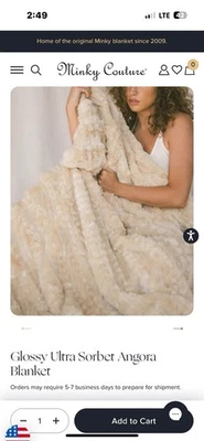 Minky Couture Monster 60x72 Glossy Ultra Sorbet Angora Weighted Blanket NEW - Image 1 of 4