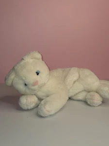 Vintage Chrisha verspielte weiße Plüschkatze Kätzchen Schlapp liegend Rarität blaue Augen - Bild 1 von 15