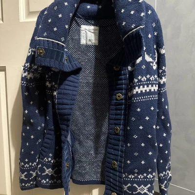 fat face new Heavy Cardigan Blue /cream Pattern UK8  - Image 1 of 4